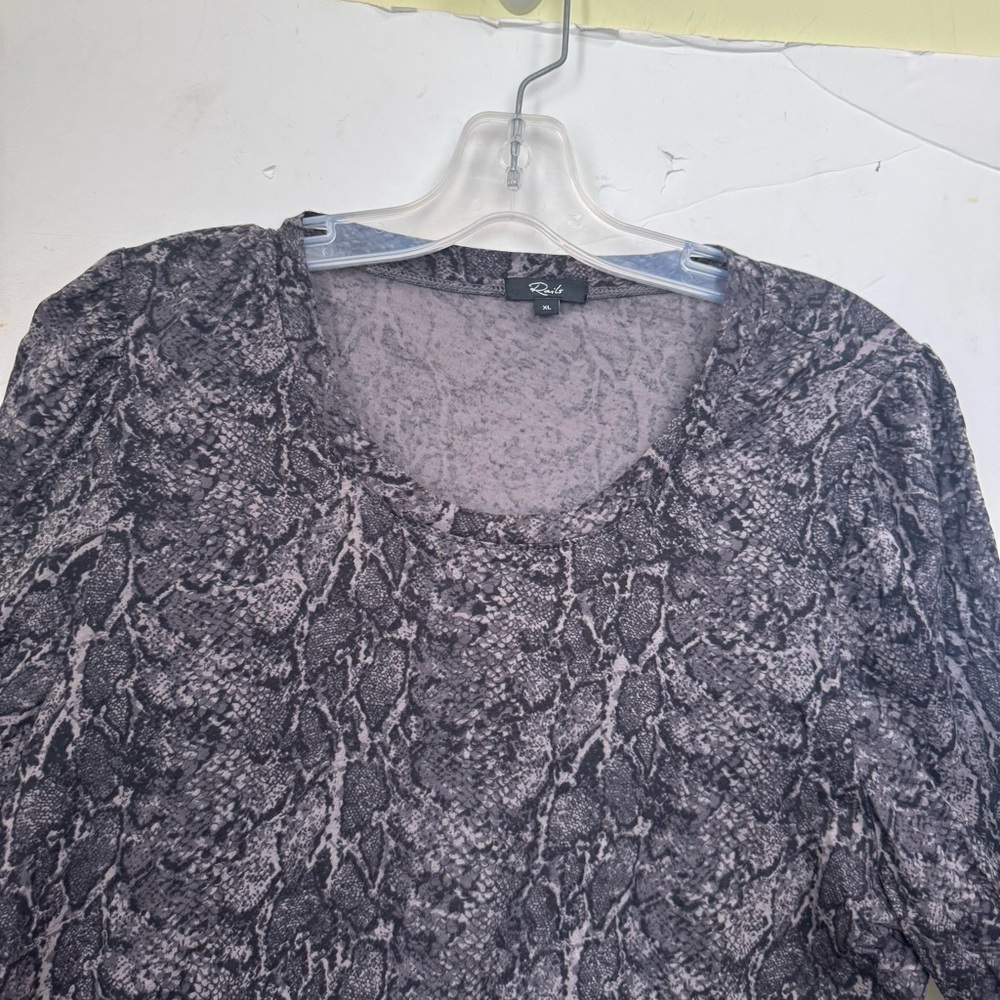 Rails EMILIA SnakeSkin Print Lightweight Puff Sleeve Crew Top Boho Shirt Gray XL - Picture 4 of 16